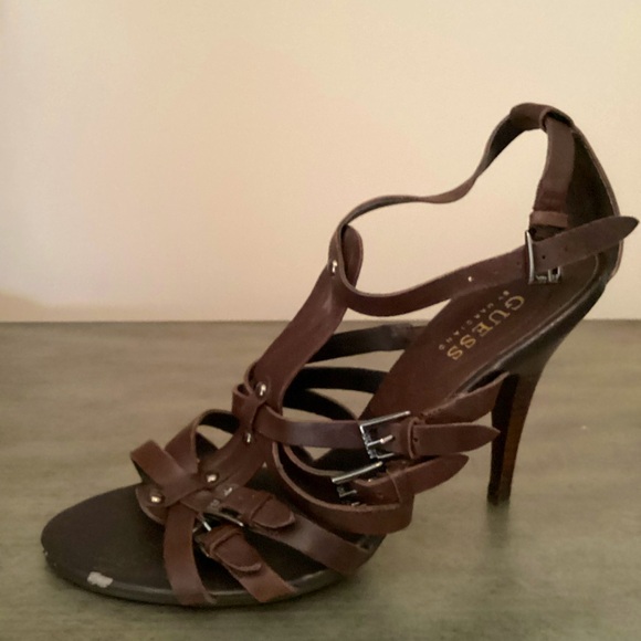 Guess by Marciano Shoes - Brown leather heels/sandals Size 8 EUC